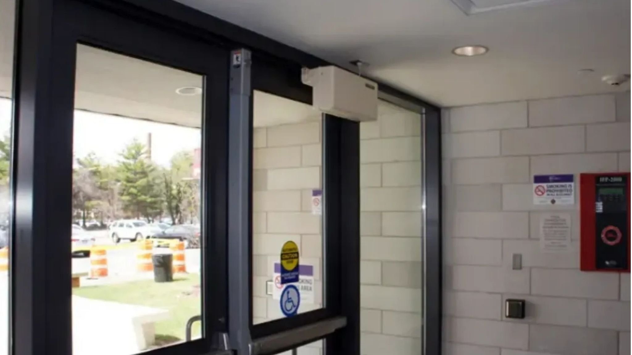 Model 4300VR on front door of university